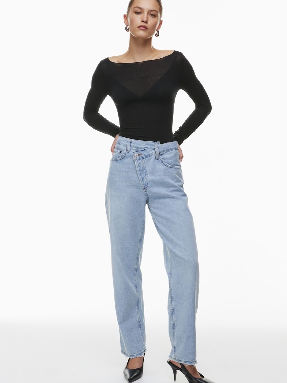 Agolde Aritzia Criss Cross Jean Grey wash Boyfriend Jeans